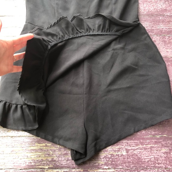TCEC Strapless Short Romper Size L Black Front Ruffle - Picture 6 of 14
